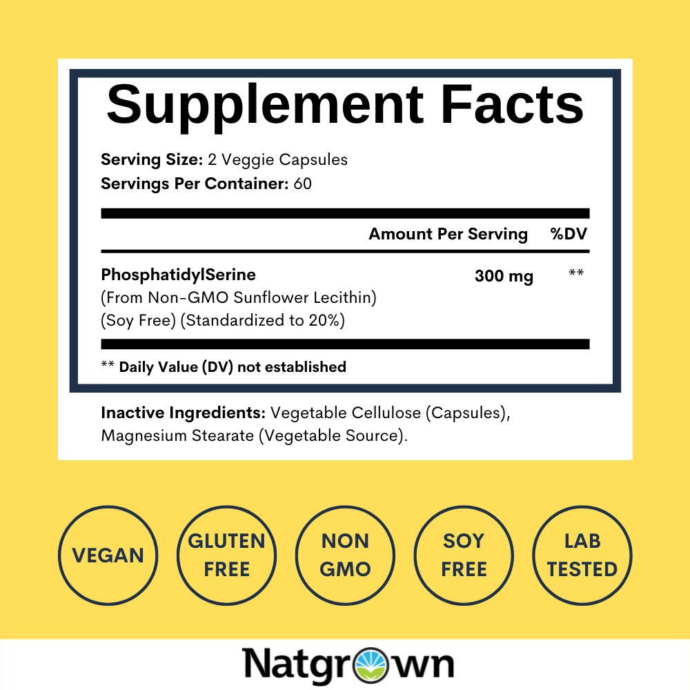 Natgrown PhosphatidylSerine 300mg - Daily Cognitive Support - 120ct